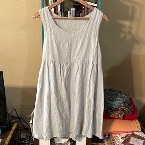 Sleeveless Dusty Blue Reversible Linen tunic